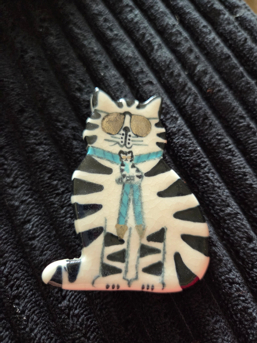 Vintage Signed Large Cat Brooch
