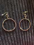 Gold & Silver Rhinestone Double Hoop Pierced Earrings